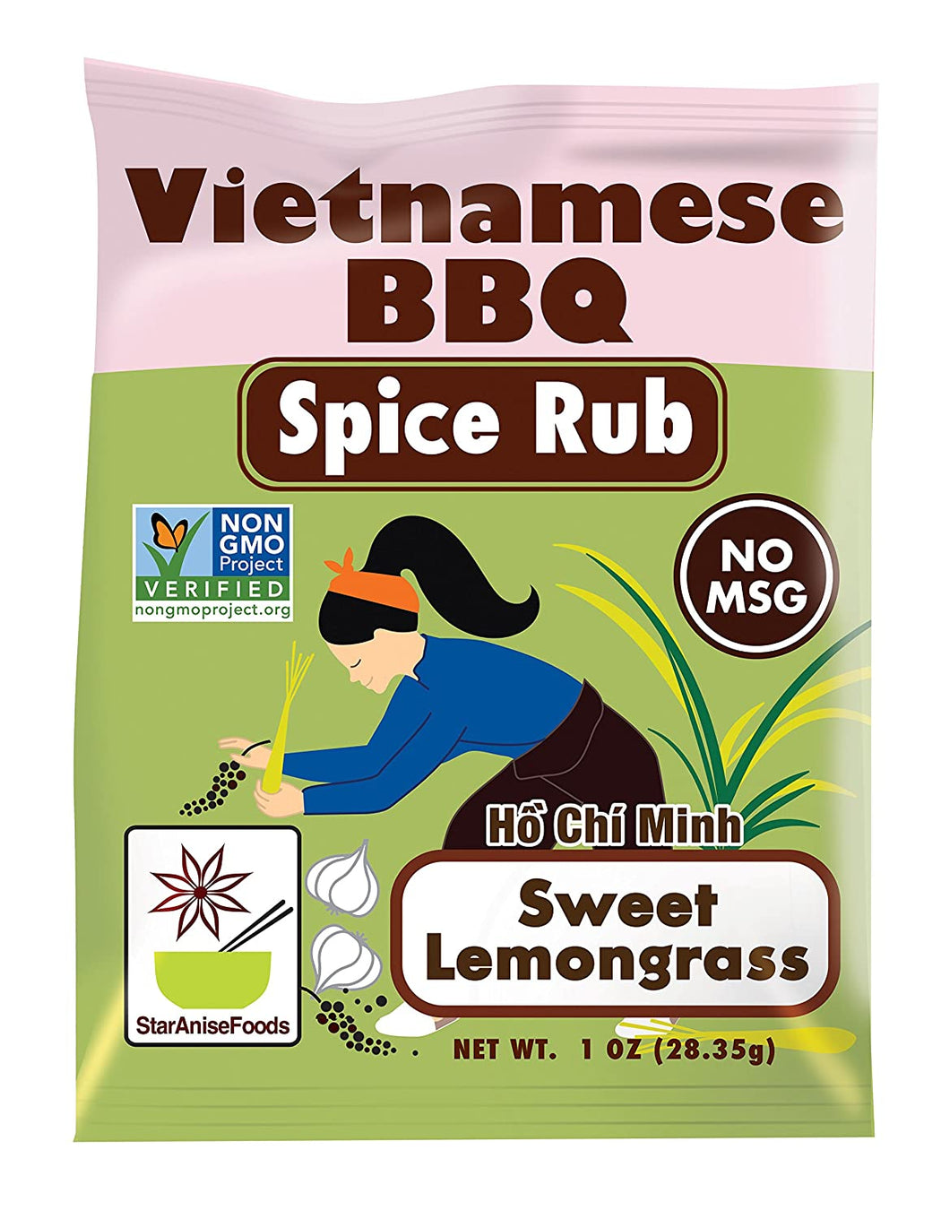 Star Anise Foods - Vietnamese BBQ Sweet Lemongrass Spice Rub Contains No MSG and Gluten Free - (Pack of 10 packets of 1 oz each)