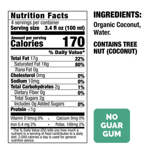 Organic Coconut Milk No Guar Gum Unsweetened, Cruelty-Free, Vegan, 13.5 Fl Oz (Pack of 12)